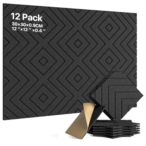 Soundsbay 12St. Akustikpaneele Selbstklebend, DIY Akustikplatten aus Polyester zur Wandpaneele, Schalldämmung Schallschutzplatten für Effektive Akustik & Stylische Wandgestaltung 30x30x0,9 cm