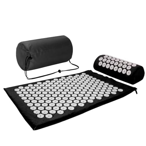Akupressurmatte, Akupunktur matte, Akkupressmatte mit Kissen, Akkupressurmatte, Massagematte, Acupressure mat, Nadelkissen, Matte mit Stacheln, Akupressurmatte Rücken, Akupressure Set Black