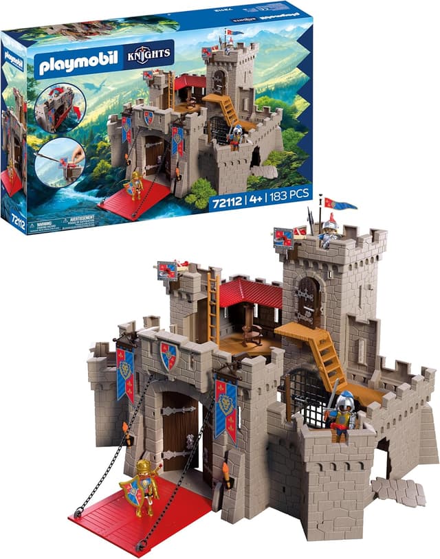 PLAYMOBIL | Knights | Große Löwenritterburg | Burg mit Zugbrücke, Geschützen und Falltür | Ritterburg Spielzeug für Kinder ab 4 Jahren | 72112