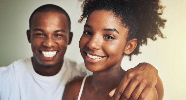 A photo of a smiling couple