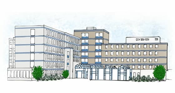 Illutration der Gebäude vom Christlichen Klinikum Unna | West