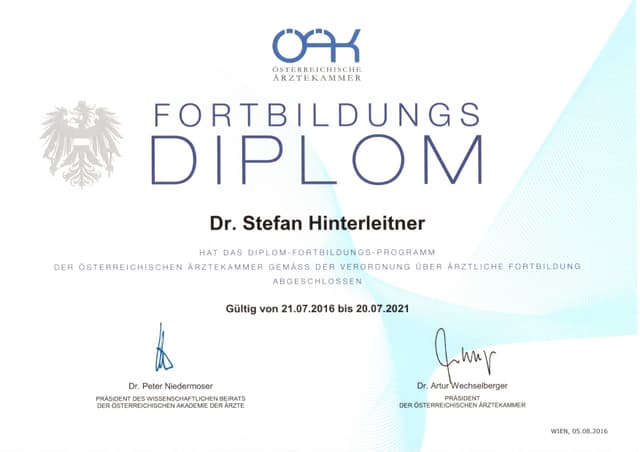 Fortbildungsdiplom Dr. Stefan Hinterleitner