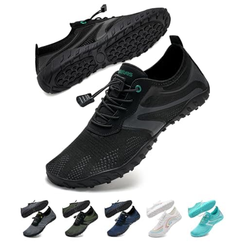 WateLves Wasserschuhe Badeschuhe Damen Herren Strandschuhe Schwimmschuhe Aquaschuhe Sommer Schnell Trocknend Surfschuhe Schwarz 40 EU