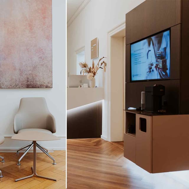 Wartebereich in der Praxis Dermatologie am Neckar in Heidelberg.